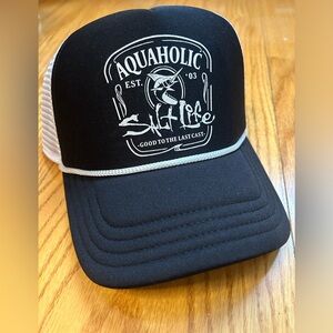 Salt Life Live Salty Women’s Black Baseball Cap Hat NWT Aquaholic Mesh